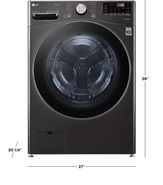 LG - 4.5 Cu. Ft. High-Efficiency Stackable Smart Front Load Washer