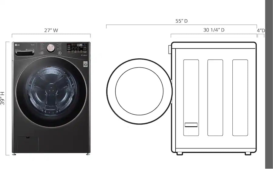 LG - 4.5 Cu. Ft. High-Efficiency Stackable Smart Front Load Washer